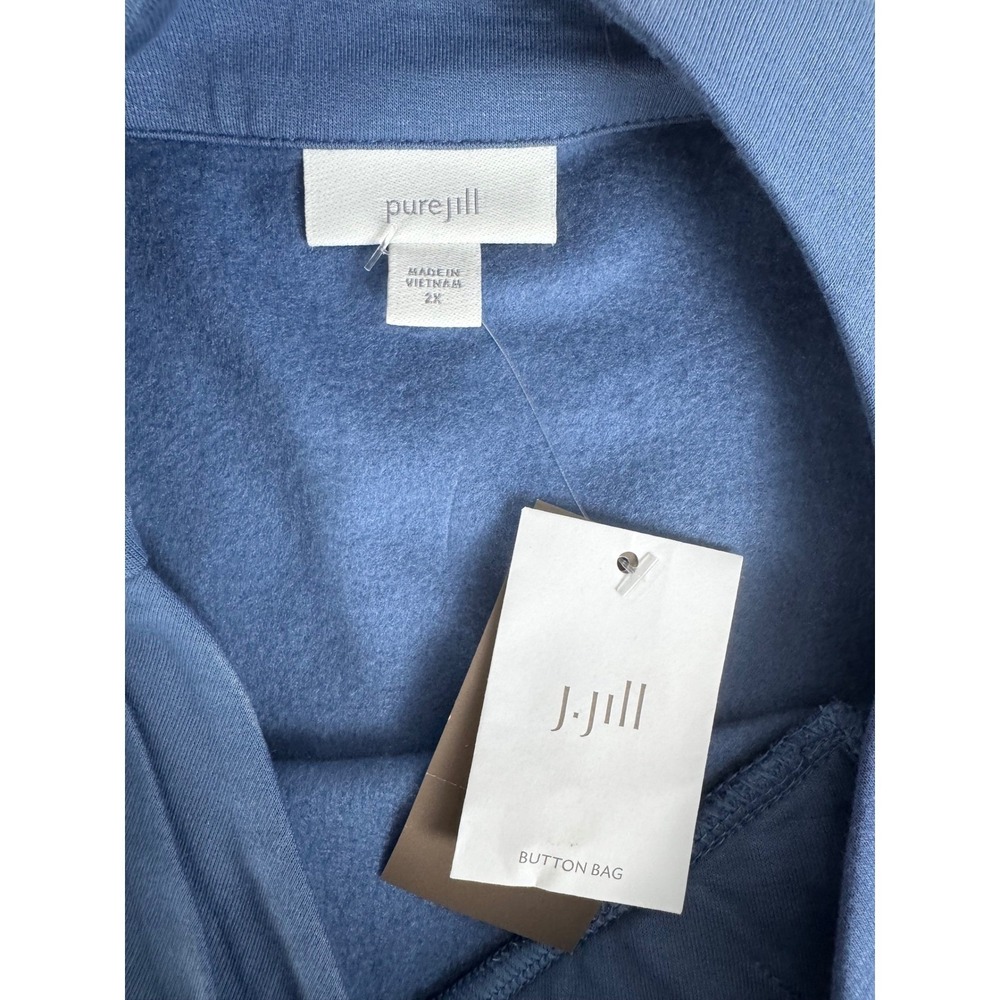 New Pure Jill Azure Blue Popover Top Button Detail V Neck Butter Soft Knit 2X‎ - Picture 11 of 12